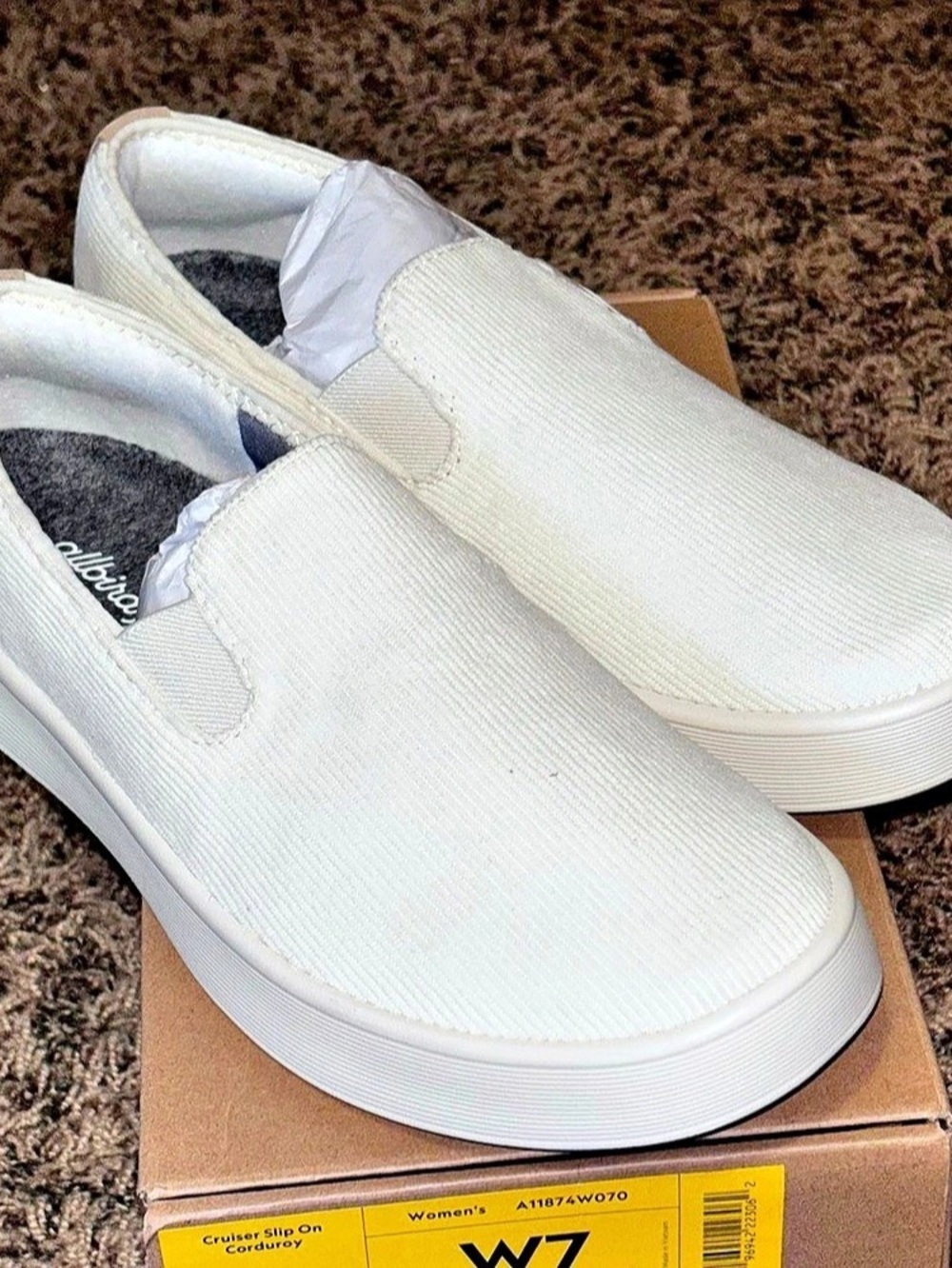 Allbirds Corduroy Cruiser Slip-On Womens Size 7 Stone Cream Casual Walking Shoes
